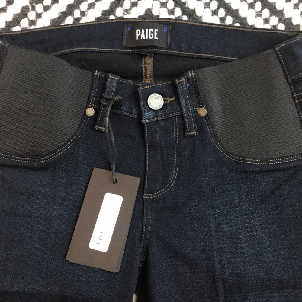 PAIGE Women's Maternity Skinny Jeans - Dark Blue